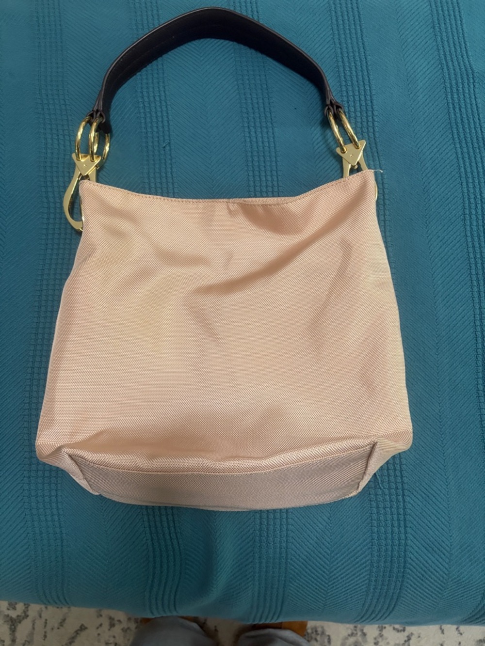 JPK Paris 75 Tan Brown Gold Textured Nylon Bucket Shoulder Bag